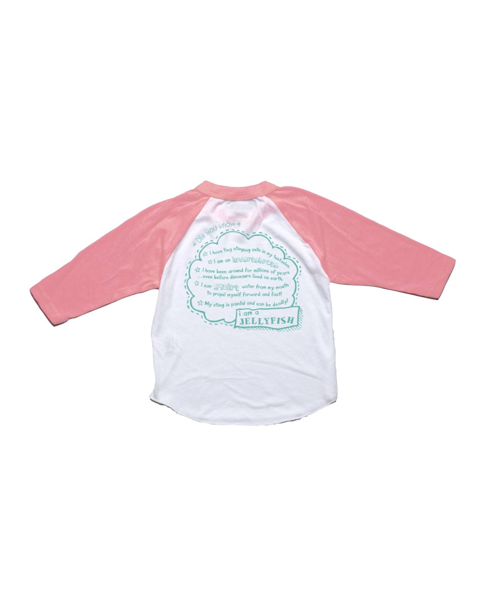 Infant/Toddler Jellyfish Educational Raglan in White/Neon Pink – Peek A Zoo