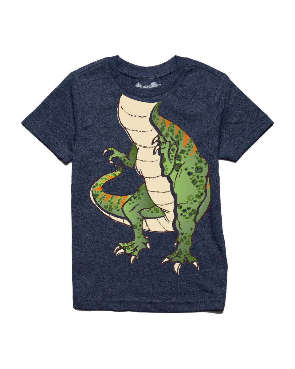 Infant/Toddler Educational S/S T-Rex Tee in Navy Heather – Peek A Zoo
